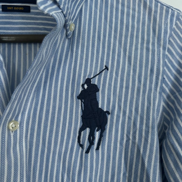 Ralph Lauren Knit Oxford Blue White Striped Size Small - Picture 2 of 8